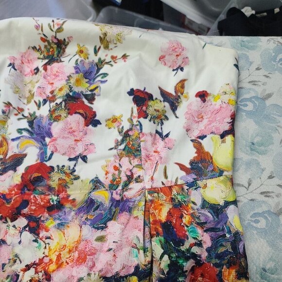 Talbots Cape Bouquets White Floral Sleeveless Sheath  Muni Dress Size 8P - Picture 4 of 8